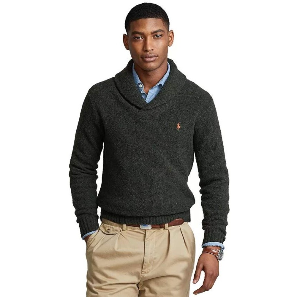 Polo Ralph Lauren Shawl Collar Wool Sweater Men's XL Green Classic - Picture 1 of 7